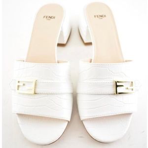 ❌SOLD❌ Fendi Mock Croc FF Leather Sandals in White